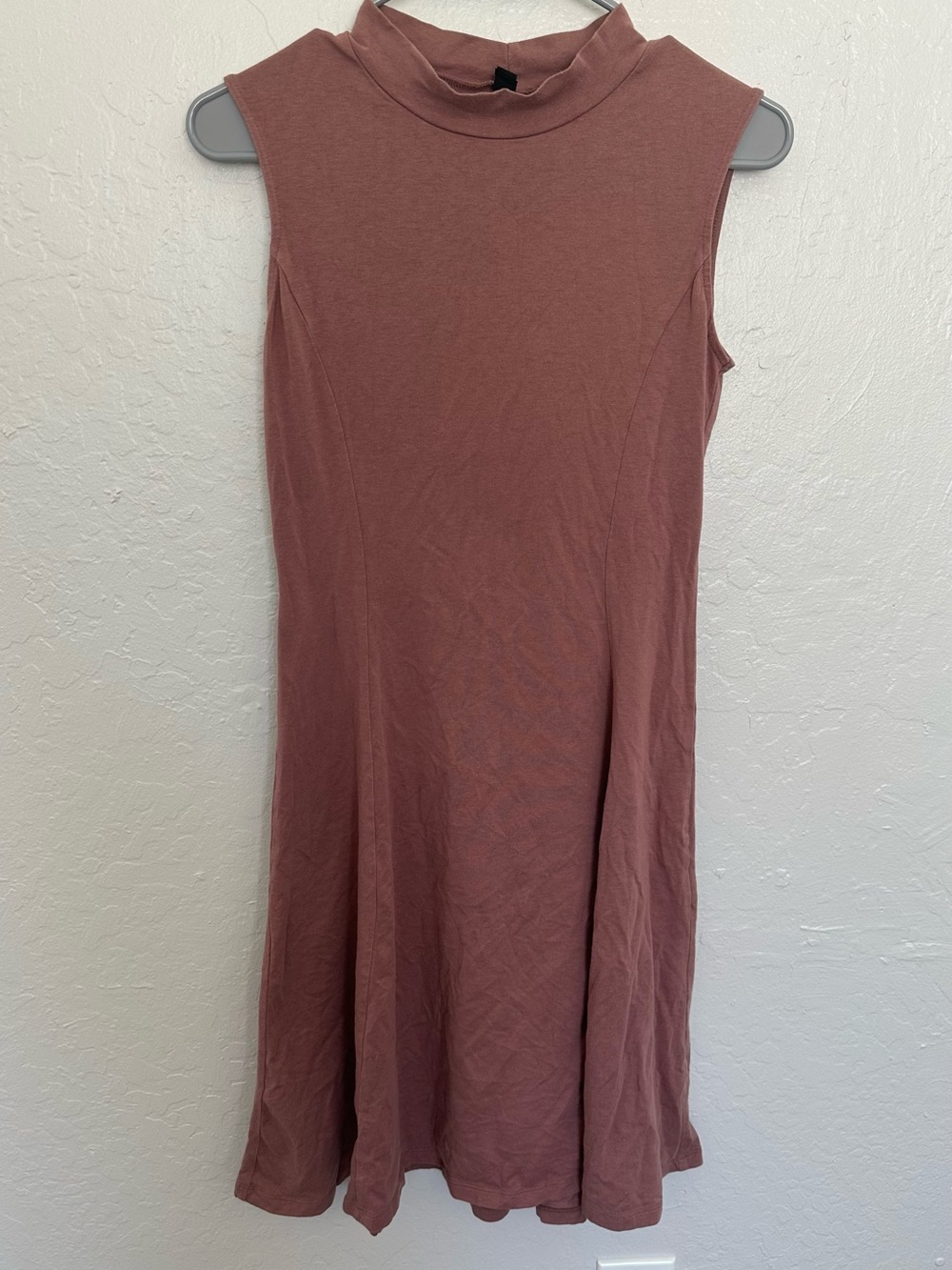 UNIQLO Mock Neck Sleeveless Fit & Flare Jersey Dress Pink S